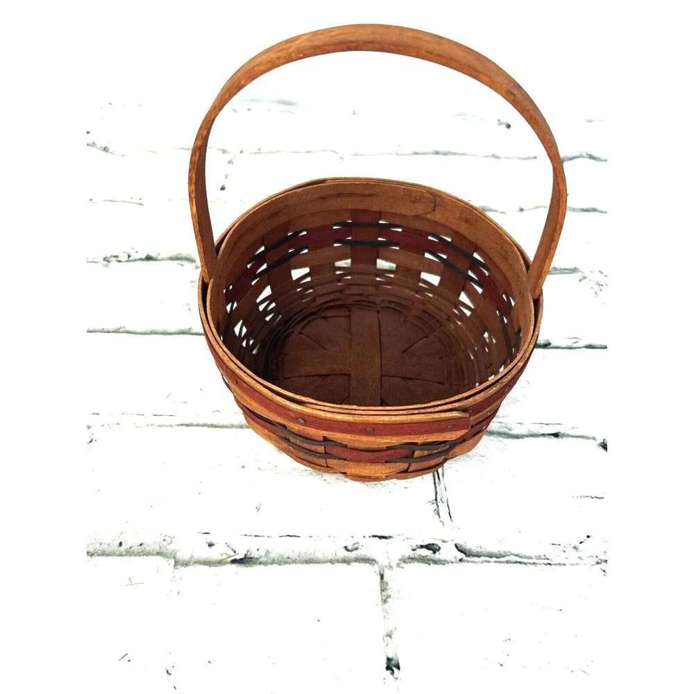 1989 Longaberger All American Stitching Basket w/Stationary Handle 7RD x 3H